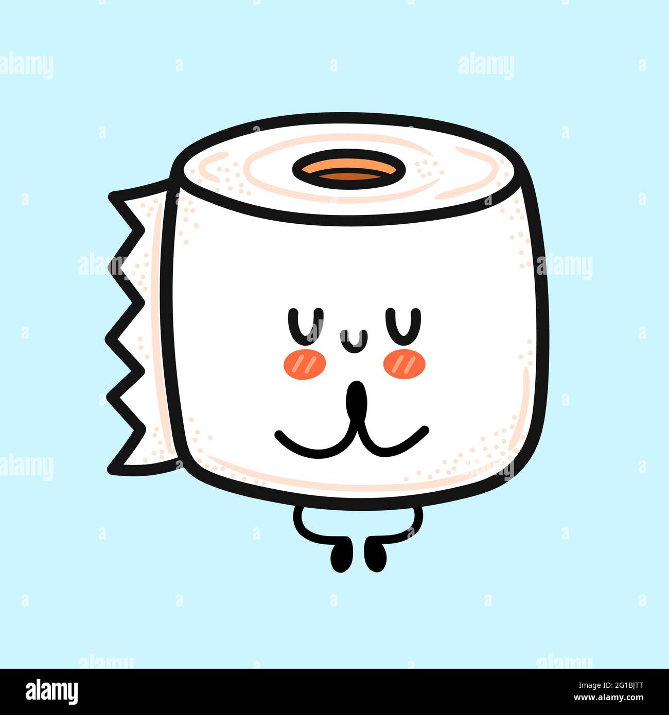Mignon drôle heureux papier toilette blanc rouleau méditer. Icône d'illustration de personnage de dessin animé à la main de vecteur kawaii. Drôle de dessin animé papier toilette mascotte concept de personnage Illustration de Vecteur