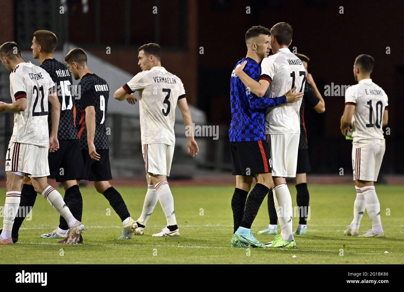 Ivan Perisic de Croatie et Hans Vanaken de Belgique ont photographié lors d'un match amical de l'équipe nationale belge de football Red Devils et de l'équipe nationale croate Banque D'Images