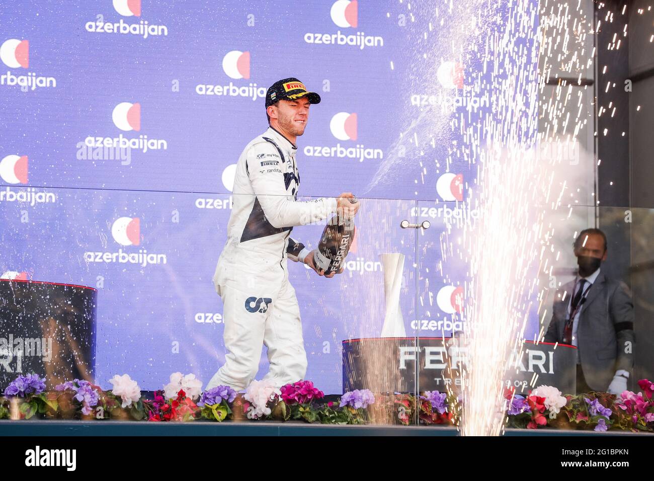 Podium GASLY Pierre (FRA), Scuderia AlphaTauri Honda AT02, portrait du Grand Prix d'Azerbaïdjan de Formule 1 2021 du 04 au 06 juin 2021 sur le circuit de la ville de Bakou, à Bakou, Azerbaïdjan - photo Antonin Vincent / DPPI / LiveMedia Banque D'Images