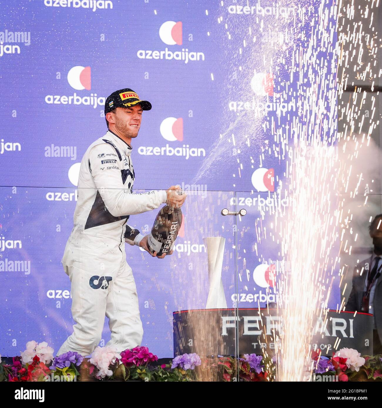 Podium GASLY Pierre (FRA), Scuderia AlphaTauri Honda AT02, portrait du Grand Prix d'Azerbaïdjan de Formule 1 2021 du 04 au 06 juin 2021 sur le circuit de la ville de Bakou, à Bakou, Azerbaïdjan - photo Antonin Vincent / DPPI / LiveMedia Banque D'Images