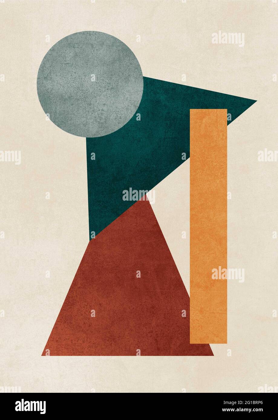 Formes abstraites art avec des triangles et des cercles avec huile sur texture toile. Œuvres d'art modernes et tendance de style scandinave et bauhaus pour l'impression, l'affiche, Banque D'Images Formes abstraites art avec des triangles et des cercles avec huile sur texture toile. Œuvres d'art modernes et tendance de style scandinave et bauhaus pour l'impression, l'affiche, Banque D'Images
