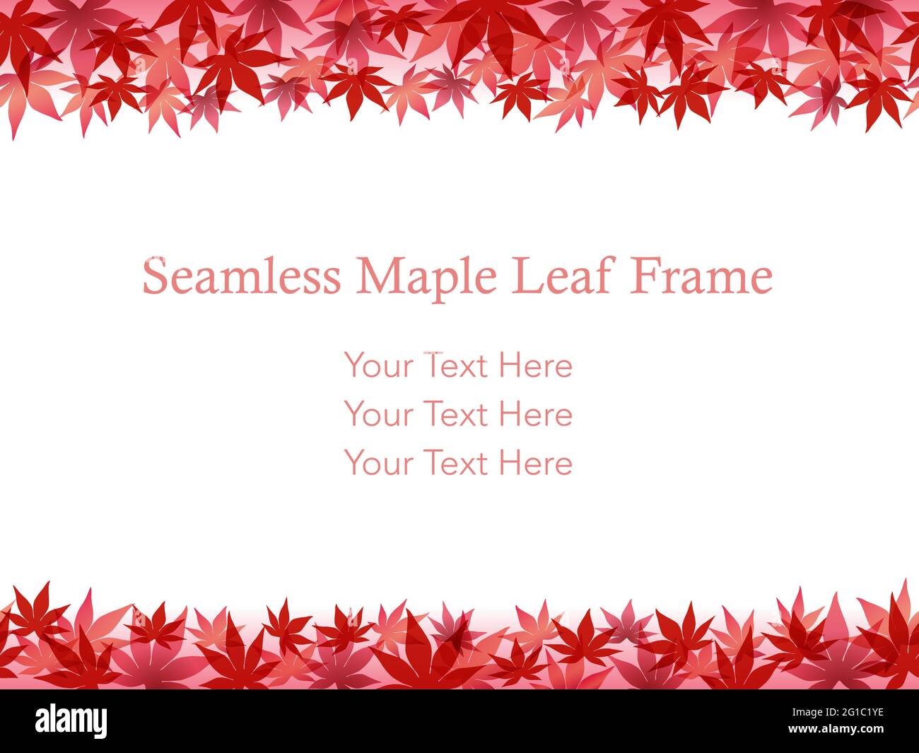Cadre et arrière-plan de feuille d'érable vectoriel sans couture avec espace de texte isolé sur UN arrière-plan blanc. Répétable horizontalement. Illustration de Vecteur