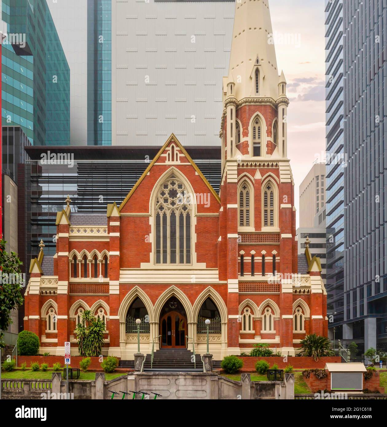 Albert Street Uniting Church, église classée au patrimoine à Albert Street et à l'angle d'Ann Street à Brisbane, Queensland, Australie. Banque D'Images