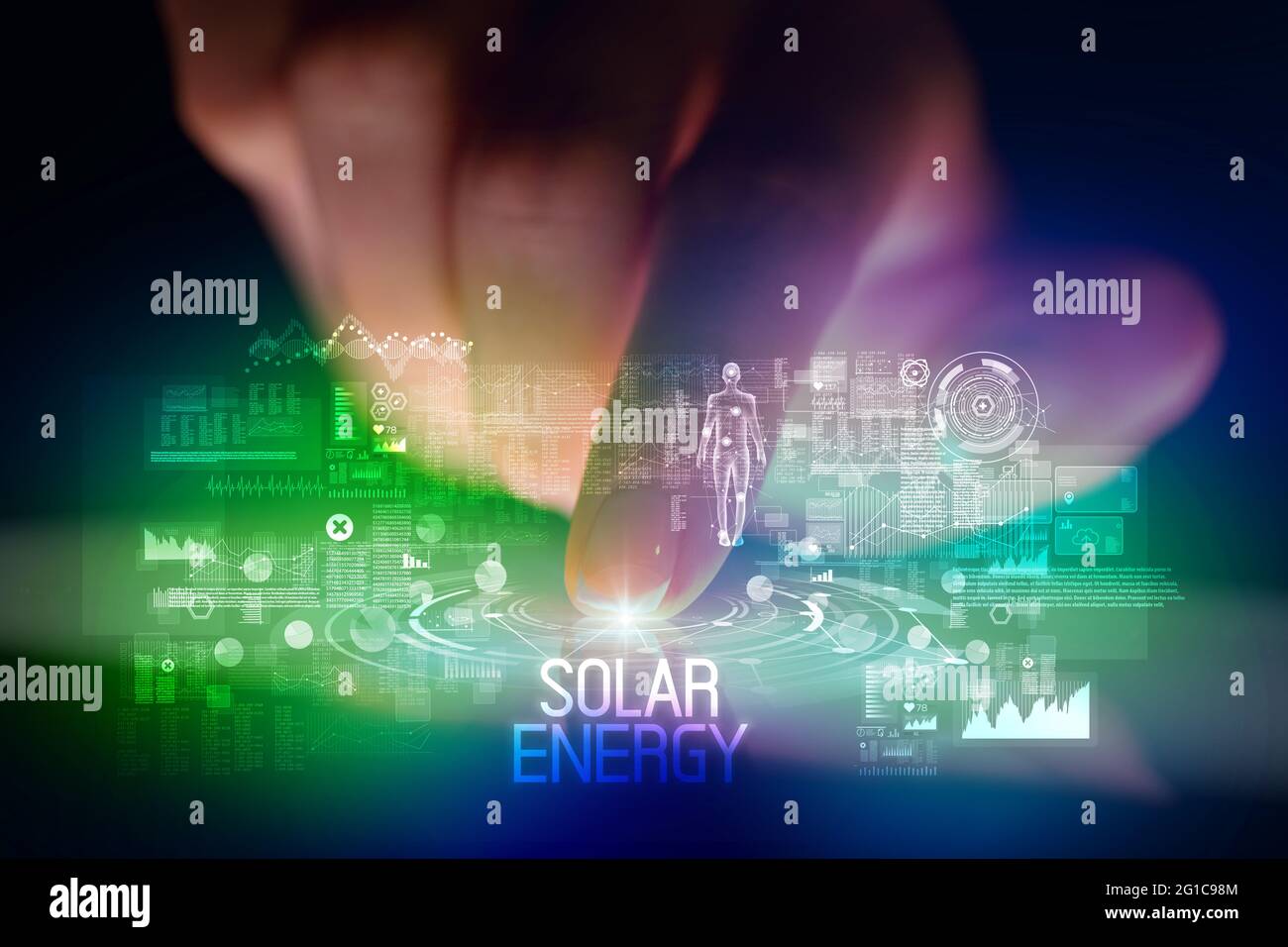 Concept de tablette tactile avec icônes de technologie Web Banque D'Images