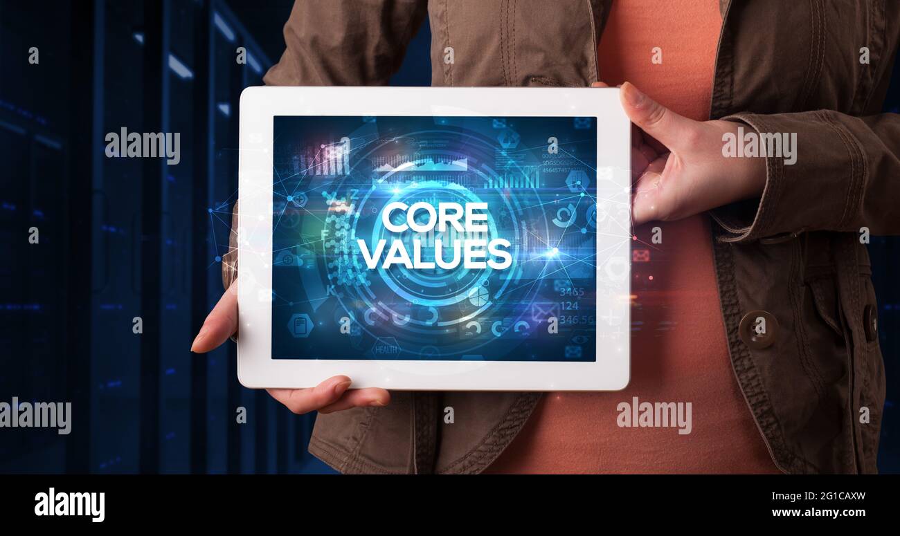 Personne tenant une tablette, concept d'entreprise Banque D'Images