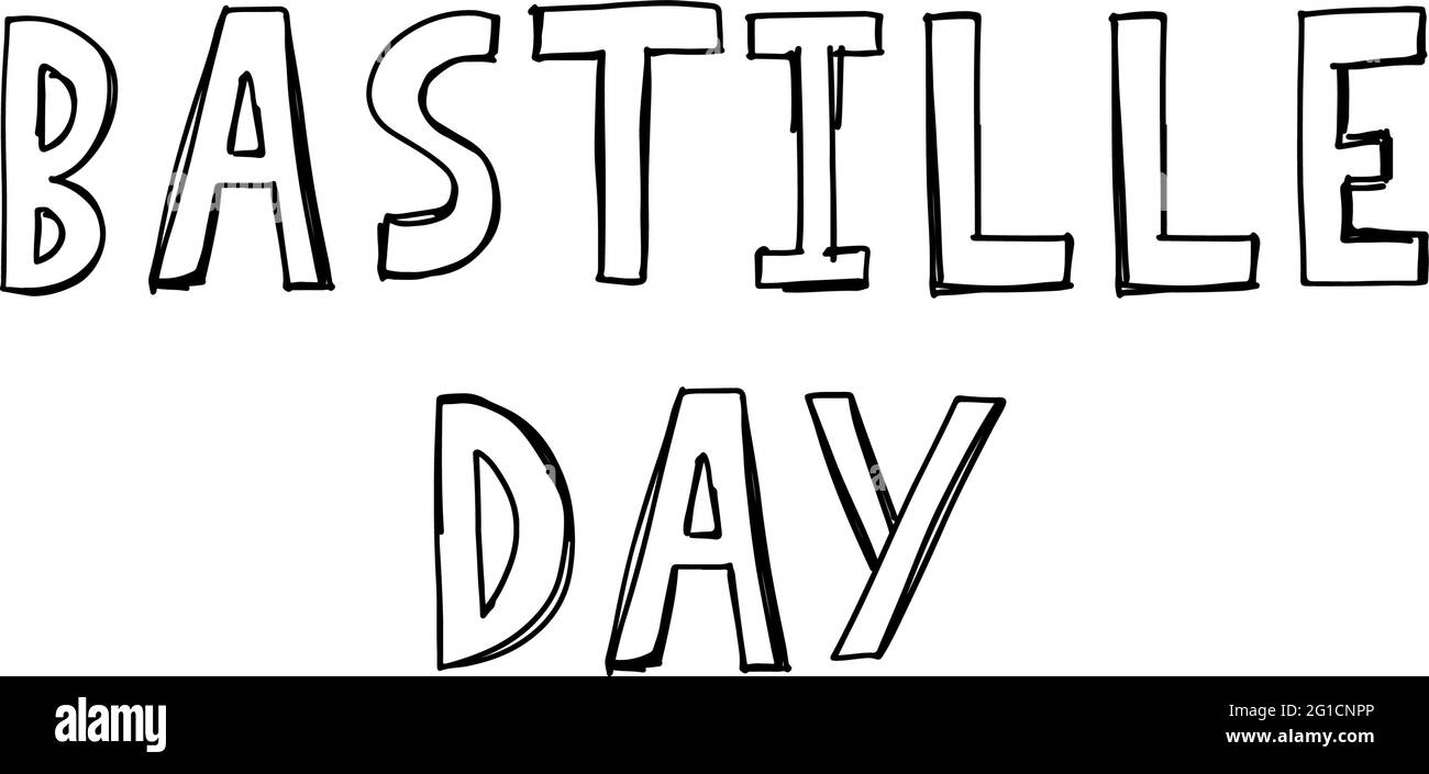Bannière ou affiche pour la Journée nationale française. Carte Happy Bastille le 14 juillet. Illustration de l'encre. Calligraphie moderne à la brosse. Illustration de Vecteur