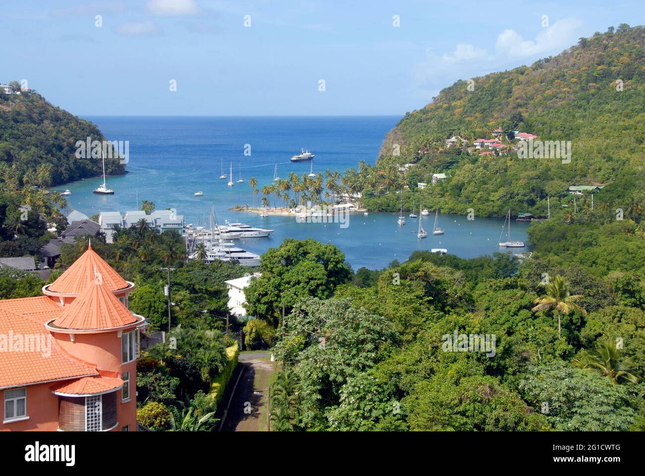 Baie abritée, Sainte-Lucie, Caraïbes Banque D'Images