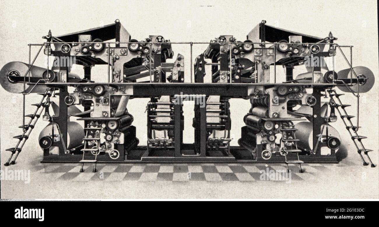 technics, typographie, presse rotative pour journaux de 64 pages avec deux plieuses, vers 1900, DROITS-SUPPLÉMENTAIRES-AUTORISATION-INFO-NON-DISPONIBLE Banque D'Images