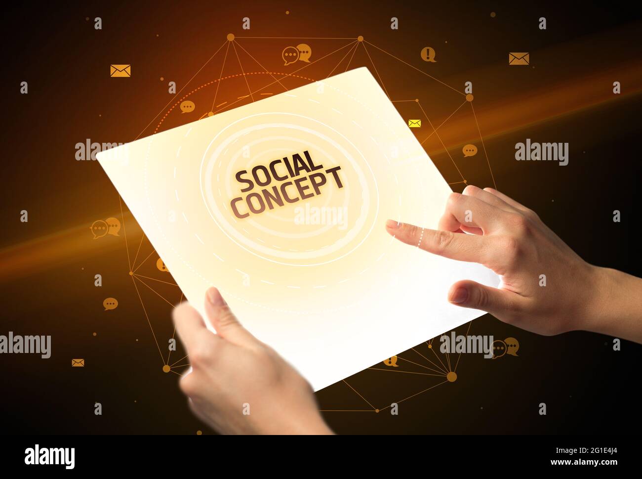tablette futuriste, concept de médias sociaux Banque D'Images
