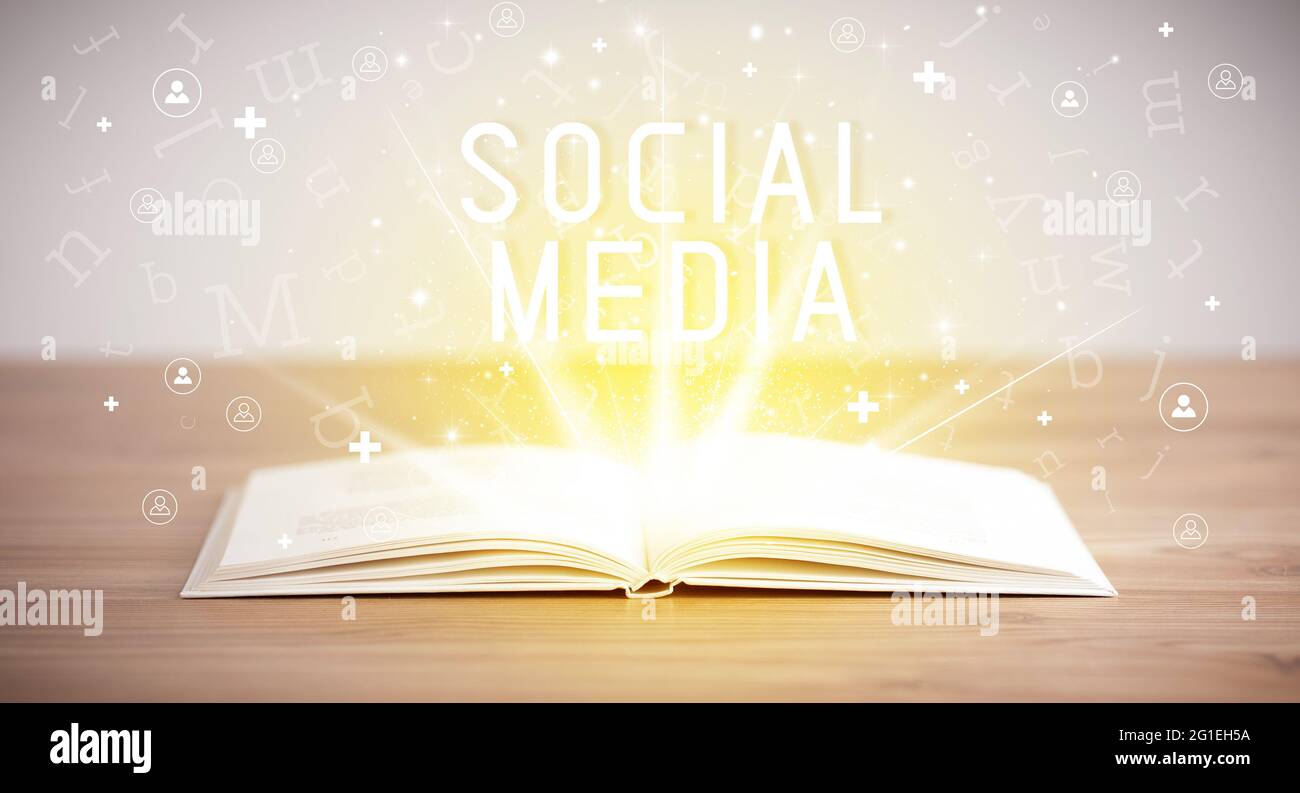 livre ouvert, concept de réseautage social Banque D'Images
