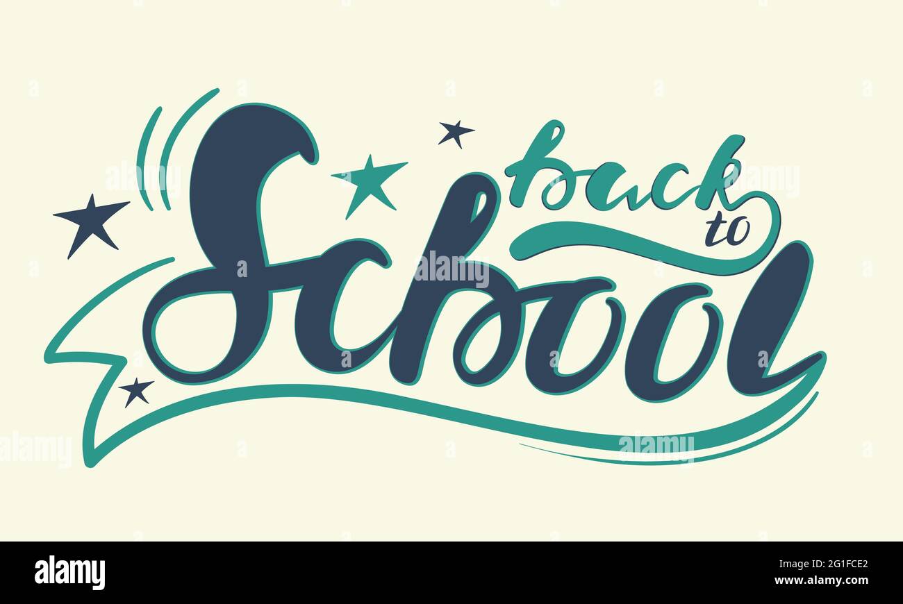 Lettrage de retour à l'école. Belle calligraphie dessinée à la main. Illustration de Vecteur