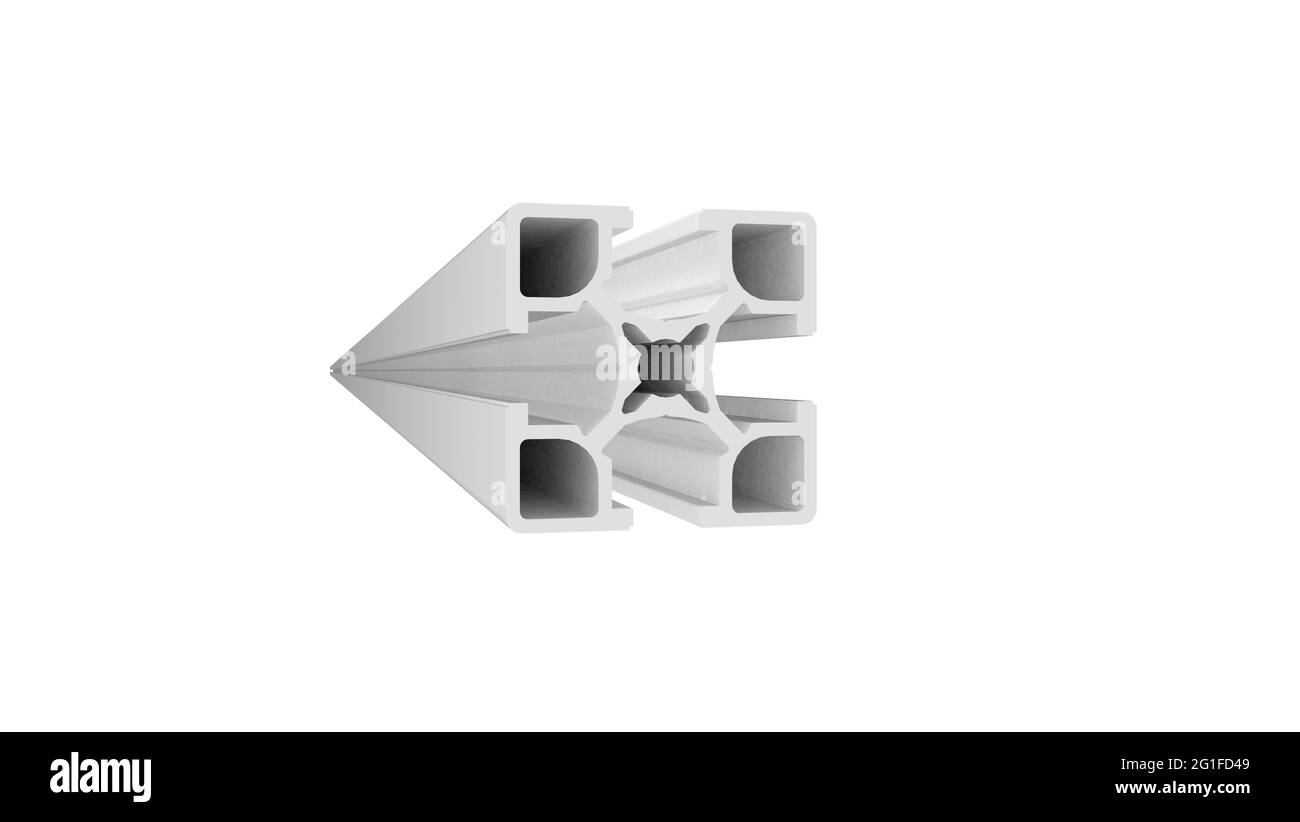 Rendu 3D d'un profil métallique en alunium isolé sur blanc arrière-plan Banque D'Images