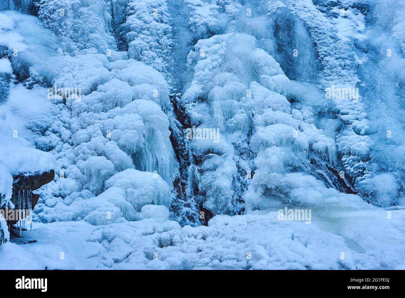 Chutes d'eau gelées de Riesloch, Bavarian Forest, Bavière, Allemagne Banque D'Images