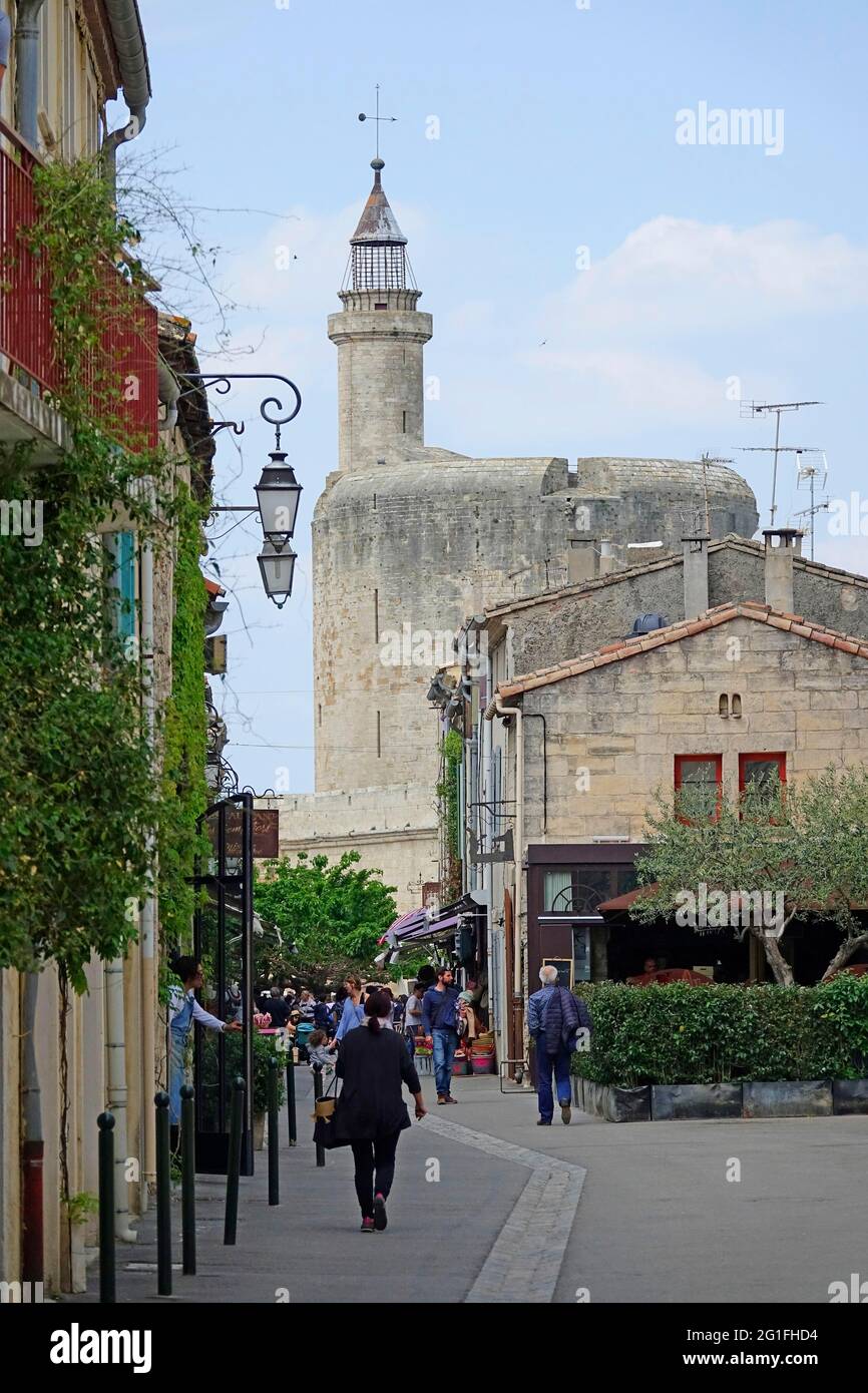 Tour de Constance dans les remparts du nord, cité médiévale d'Aigues-mortes, Camargue, département du Gard, région occitanie, Mer méditerranée Banque D'Images