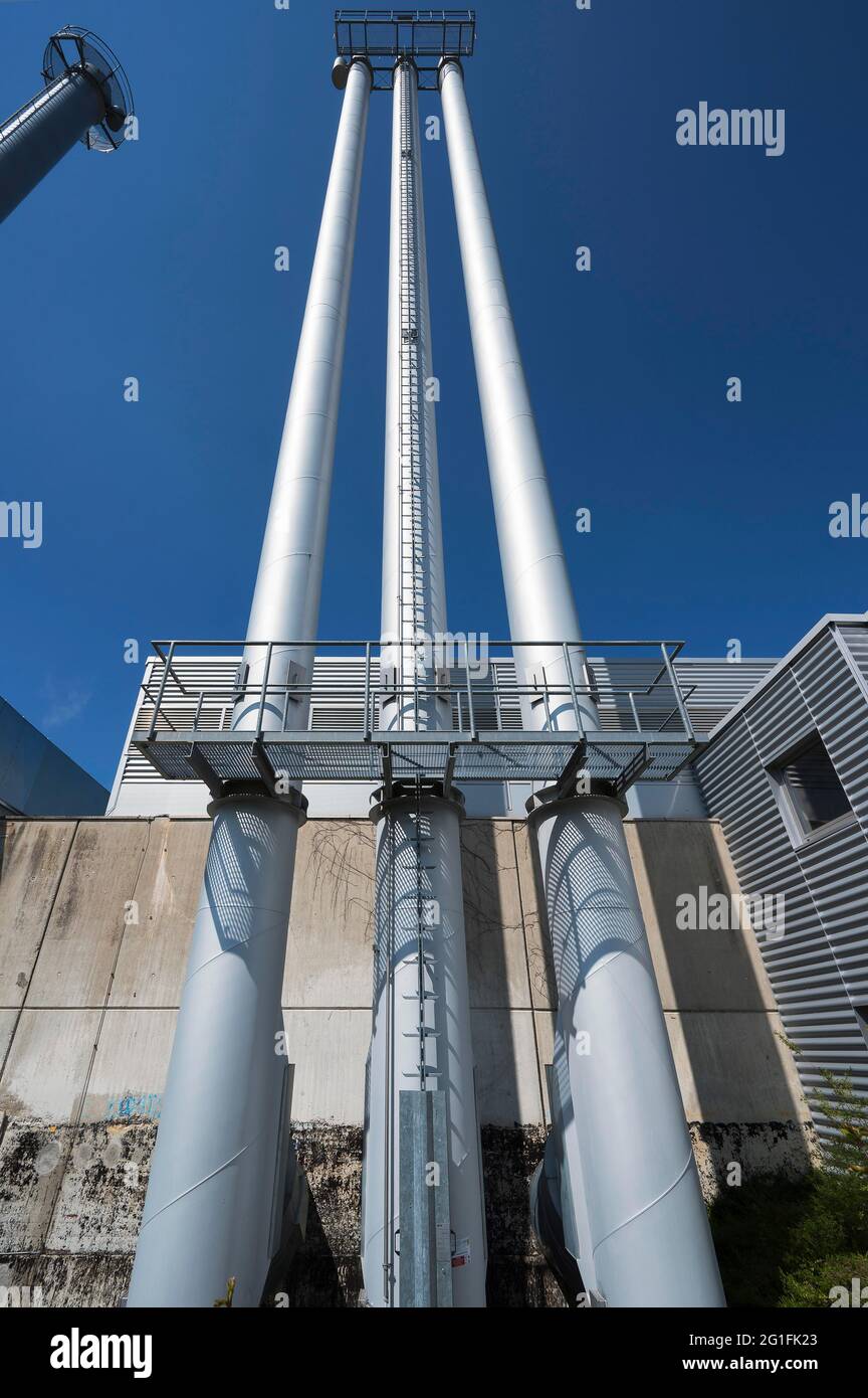 Centrale de chauffage urbain et d'approvisionnement en vapeur, Campus Grossadnern, Hôpital LMU, Munich, haute-Bavière, Bavière, Allemagne Banque D'Images