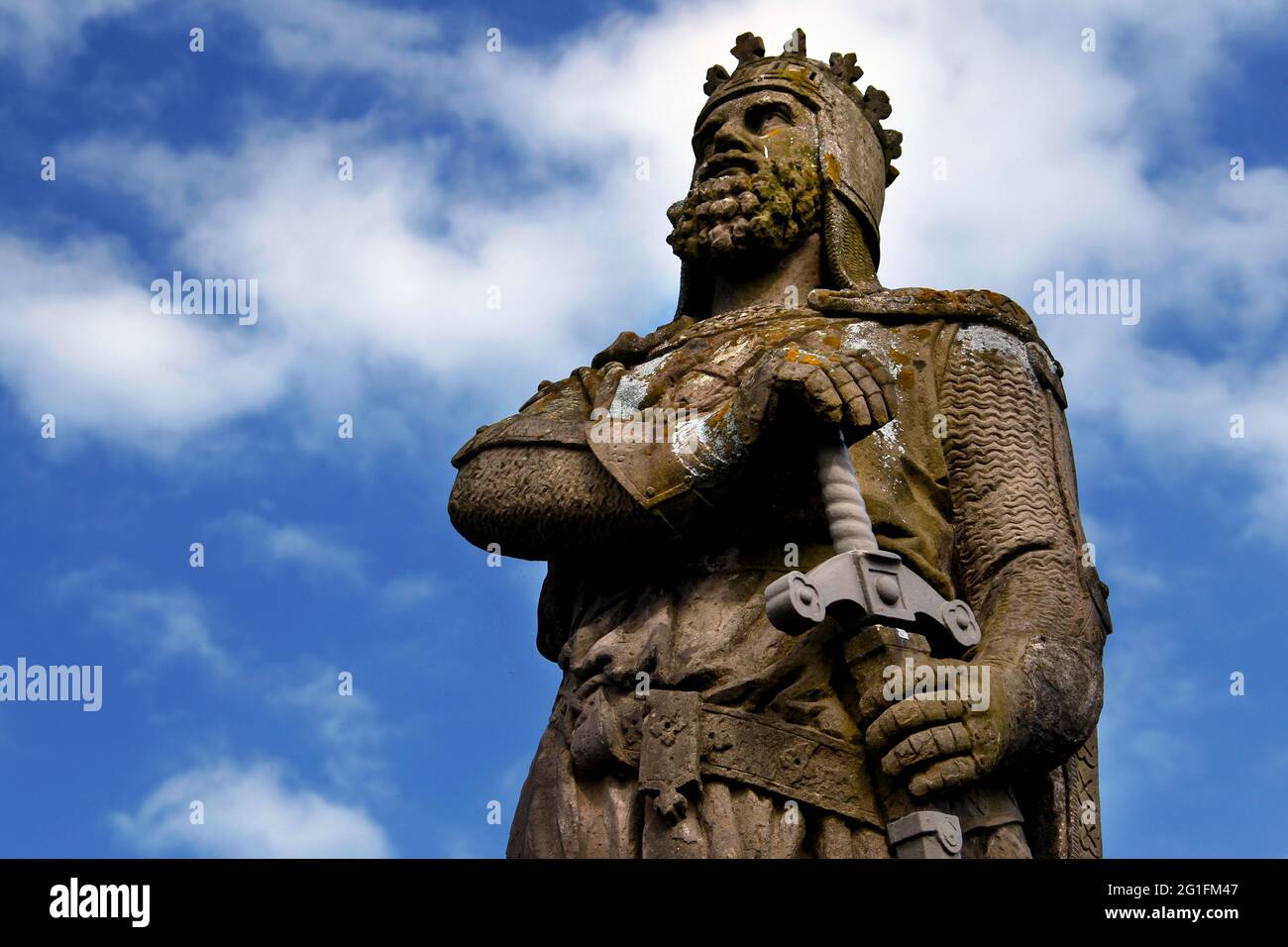 Robert the Bruce, Robert I, roi d'Écosse, statue, monument, Château de Stirling, château, colline du château, bataille de Bannockburn, Stirling, Stirling et Banque D'Images