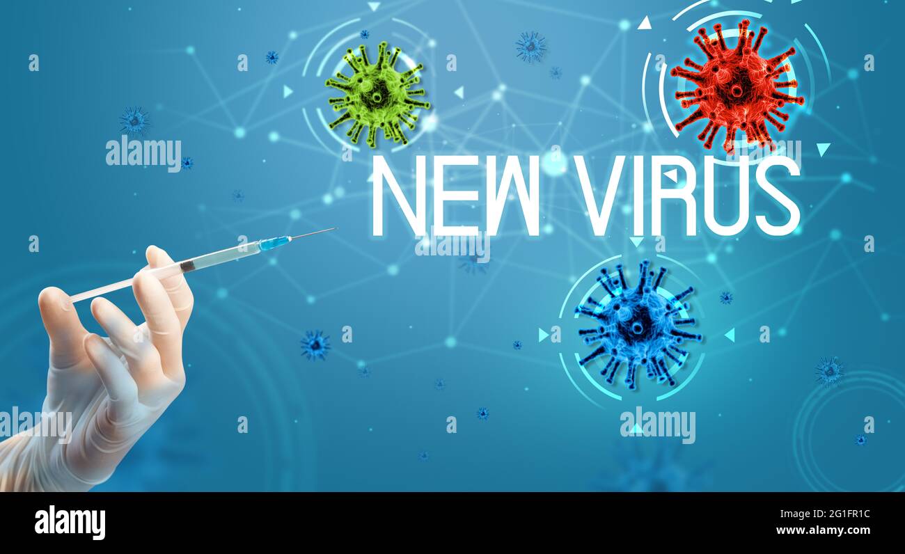 Seringue, injection médicale en main, concept de vaccin coronavirus Banque D'Images