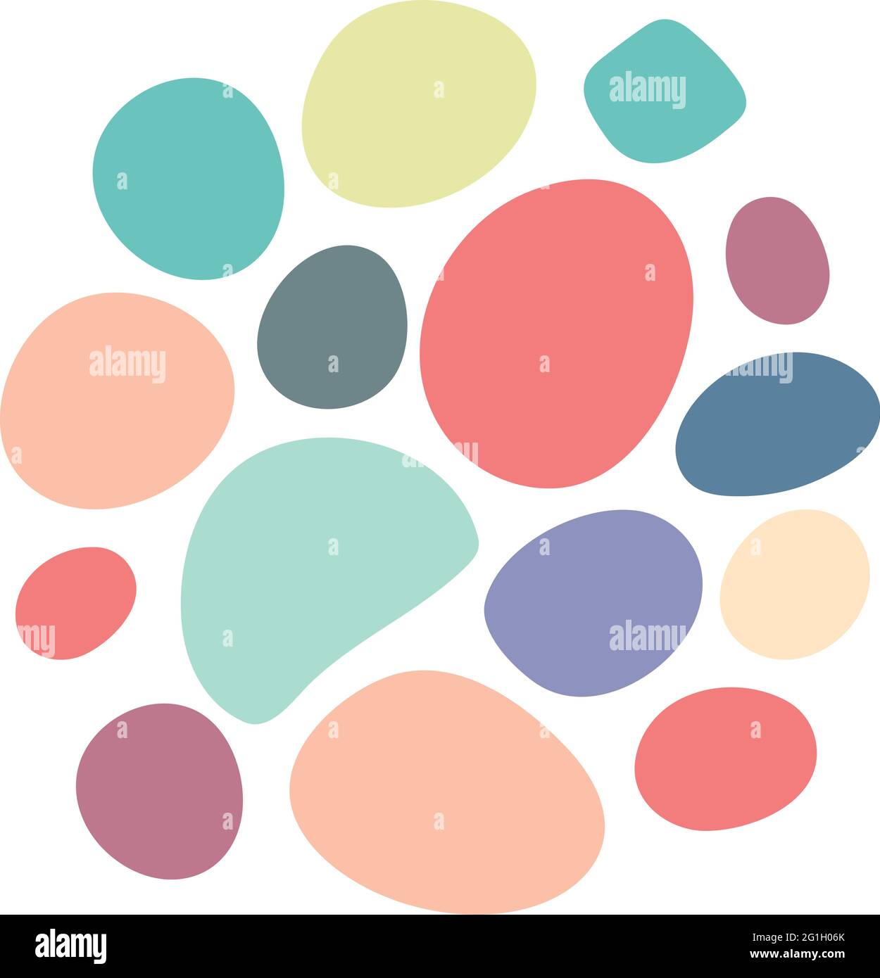 Cercle abstrait cercle de taches de taches de taches de taches de taches de taches de taches aléatoires. Tache de blob organique Splat goutte de liquide. Pierre de caillou silhouette encre tache. Forme irrégulière oeuf. Illustration de Vecteur