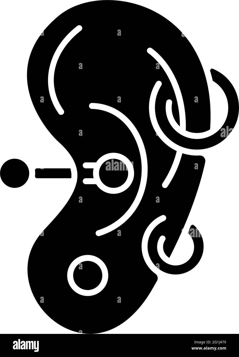 Icône de glyphe noir perçant les oreilles Illustration de Vecteur
