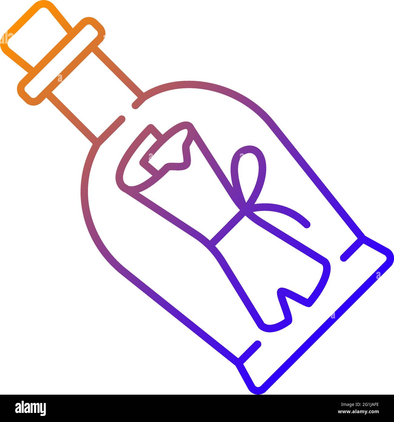 Message dans l'icône de vecteur linéaire de gradient de bouteille Illustration de Vecteur