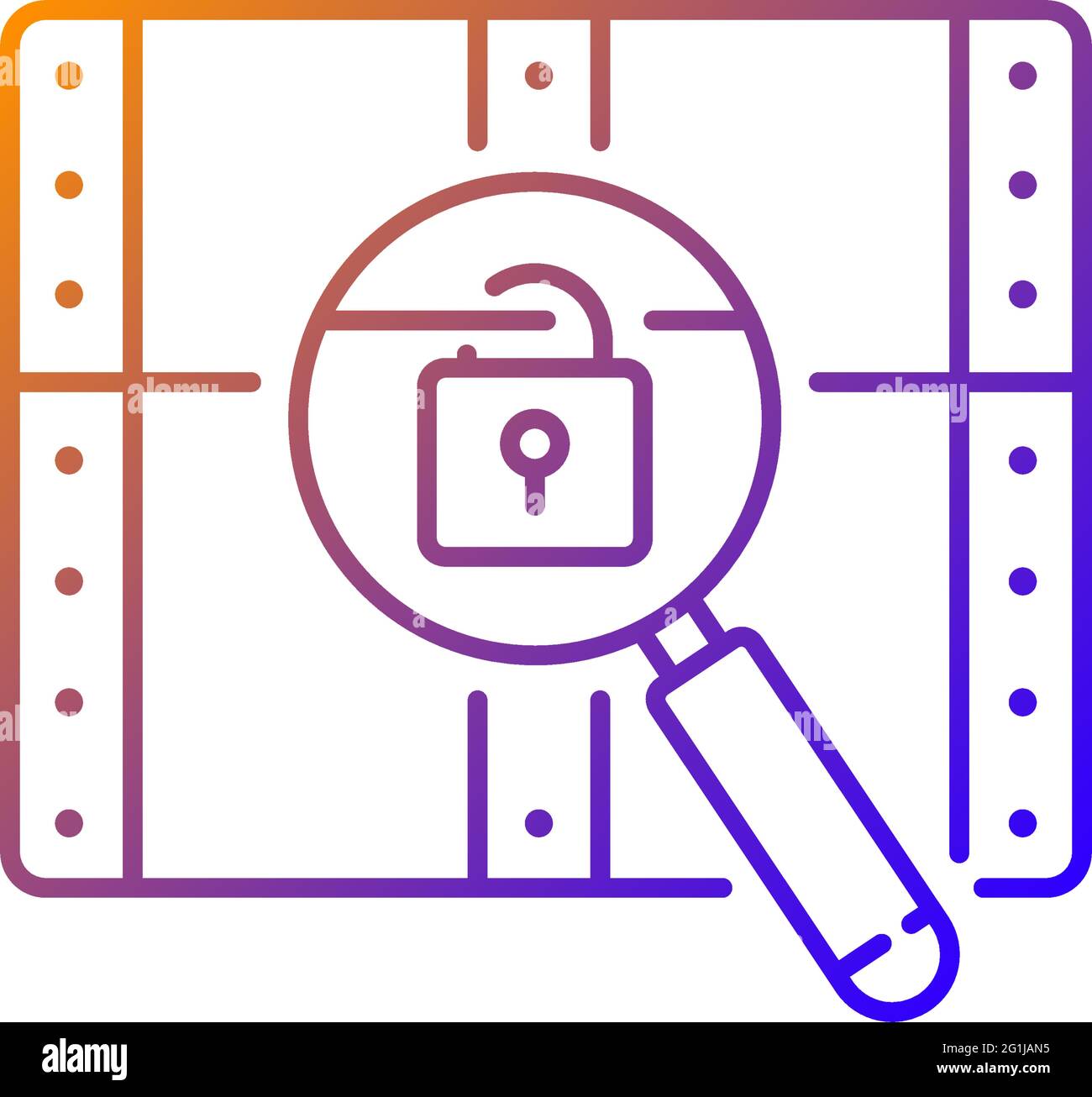 Thorax avec icône de vecteur linéaire de gradient de verrouillage Illustration de Vecteur