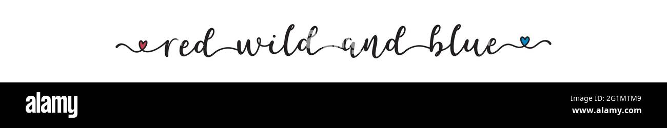 4 juillet. Guillemet ROUGE BLANC BLEU dessiné à la main. Lettrage au jour de l'indépendance des États-Unis. Expression patriotique américaine pour carte postale, invitation, affiche, icône, étiquette. Illustration de Vecteur