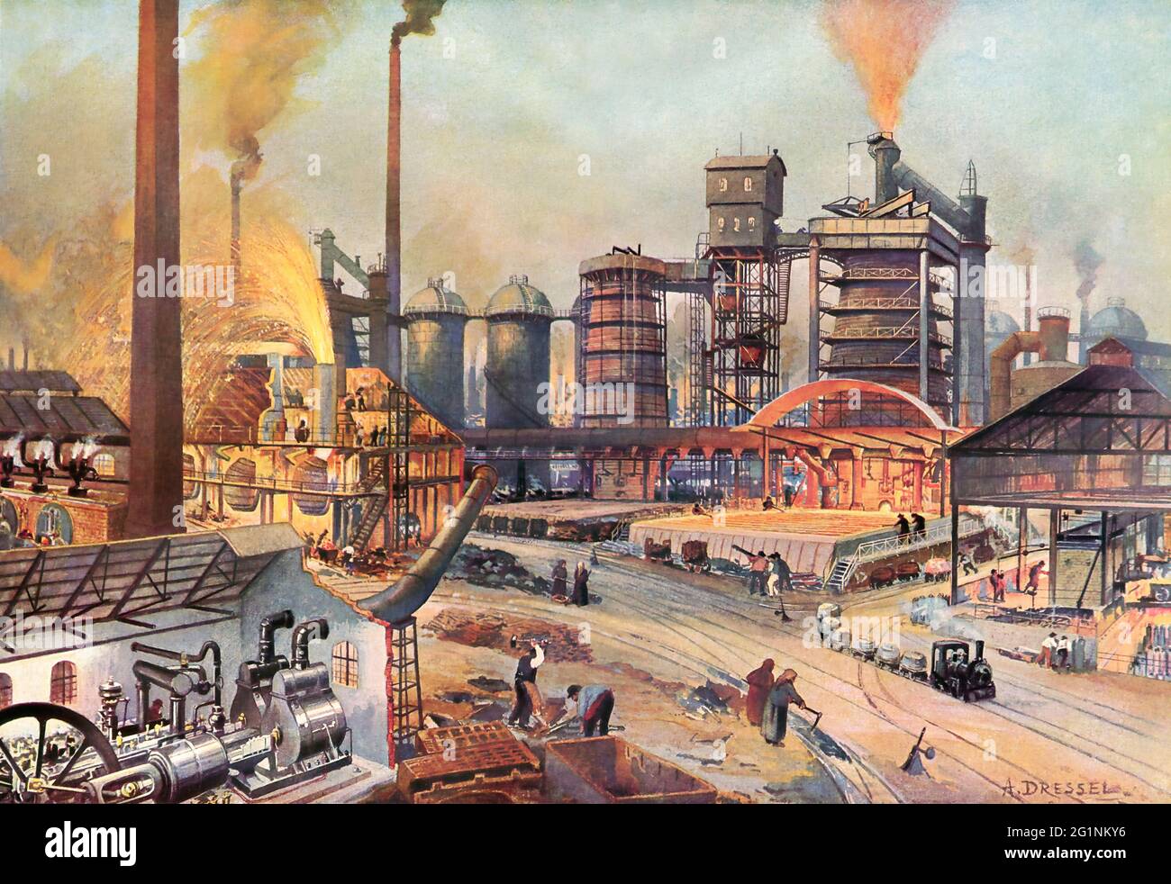 usine industrielle de production d'acier, 19e siècle Banque D'Images