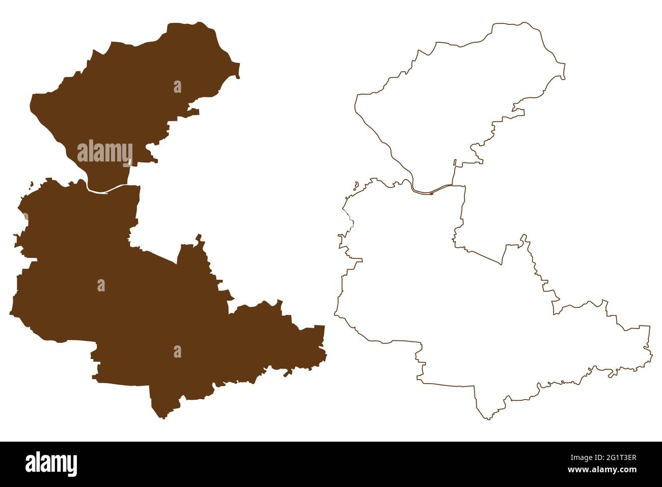 Région d'Anhalt-Bitterfeld (République fédérale d'Allemagne, district rural, État libre de Saxe-Anhalt) carte illustration vectorielle, scribble sketch Anhalt Illustration de Vecteur