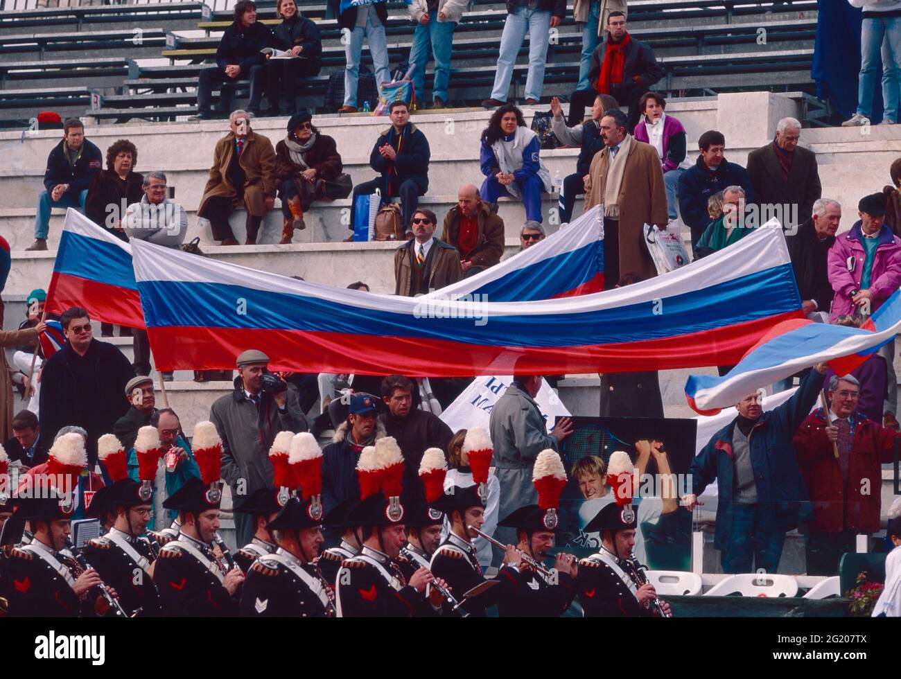 Supporters de l'équipe de tennis russe, Italian Open 1990 Banque D'Images