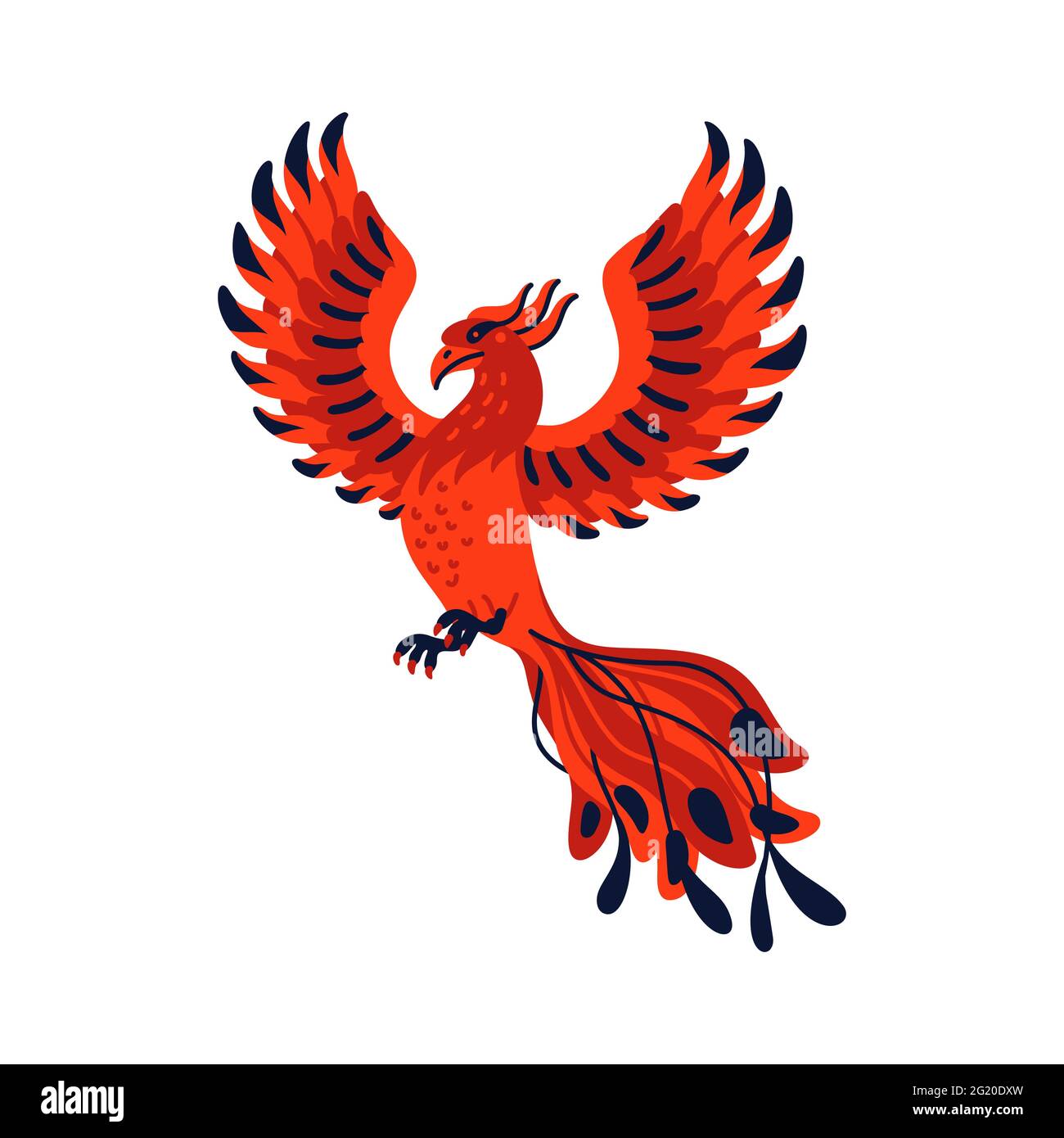 Ensemble de créatures magiques. Oiseau mythologique - phoenix. Illustration vectorielle de style plat isolée sur fond blanc Illustration de Vecteur