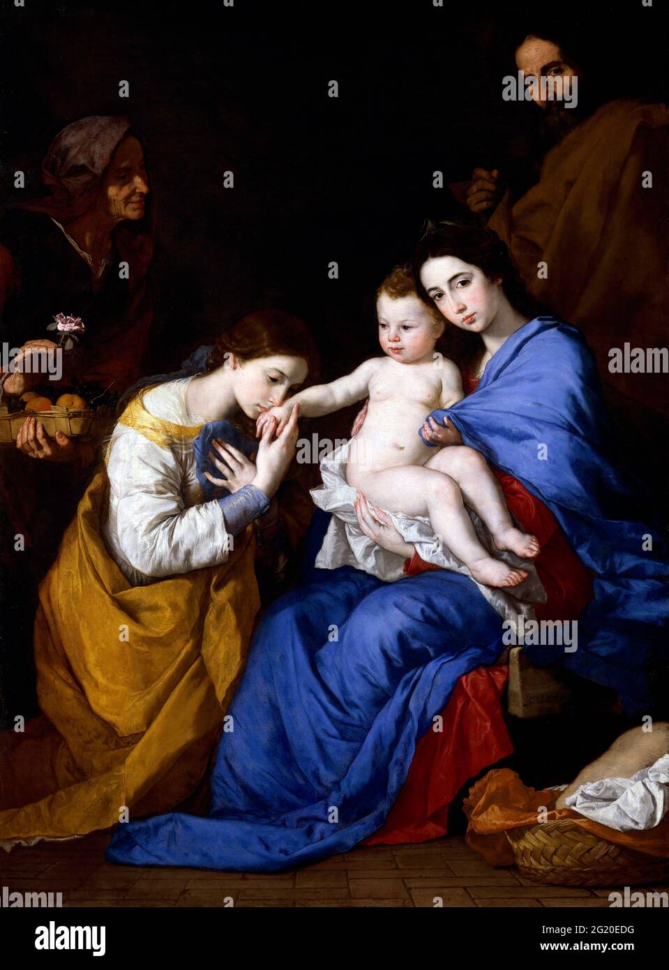 La Sainte famille avec les Saints Anne et Catherine d'Alexandrie par Jusepe de Ribera (José de Ribera c.1588/91- 1652/6), huile sur toile, 1648 Banque D'Images