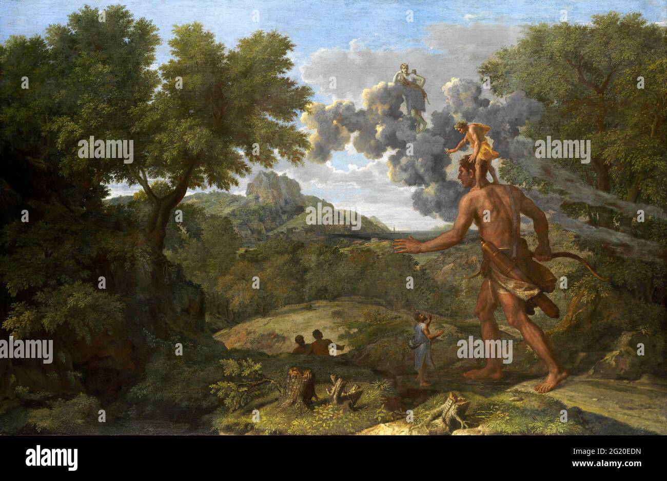 Blind Orion à la recherche du Soleil montant par Nicolas Poussin (1594-1665), huile sur toile, 1658 Banque D'Images