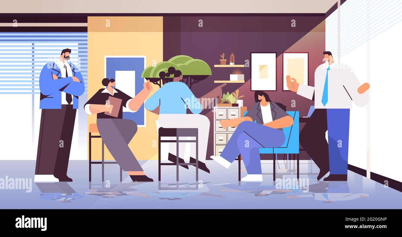 l'équipe d'hommes d'affaires discute lors de la réunion de conférence concept de remue-méninges de travail d'équipe réussi Illustration de Vecteur