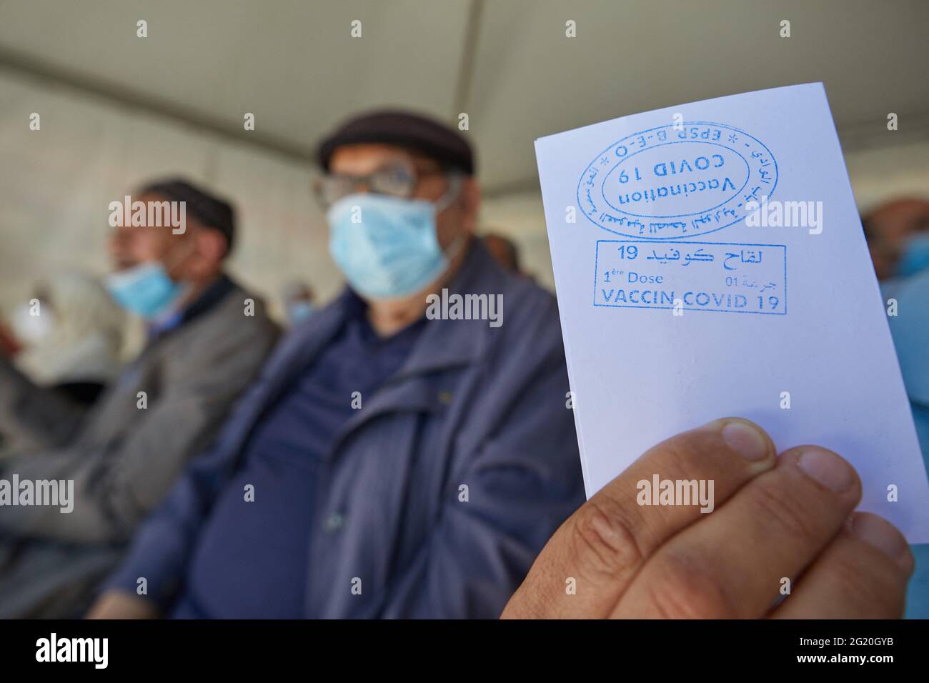 Campagne de vaccination contre Covid-19, dans le district populaire de Bab el-Oued à Alger, en Algérie, le 7 juin 2021. Photo de Louiza Ammi/ABACAPRESS.COM Banque D'Images