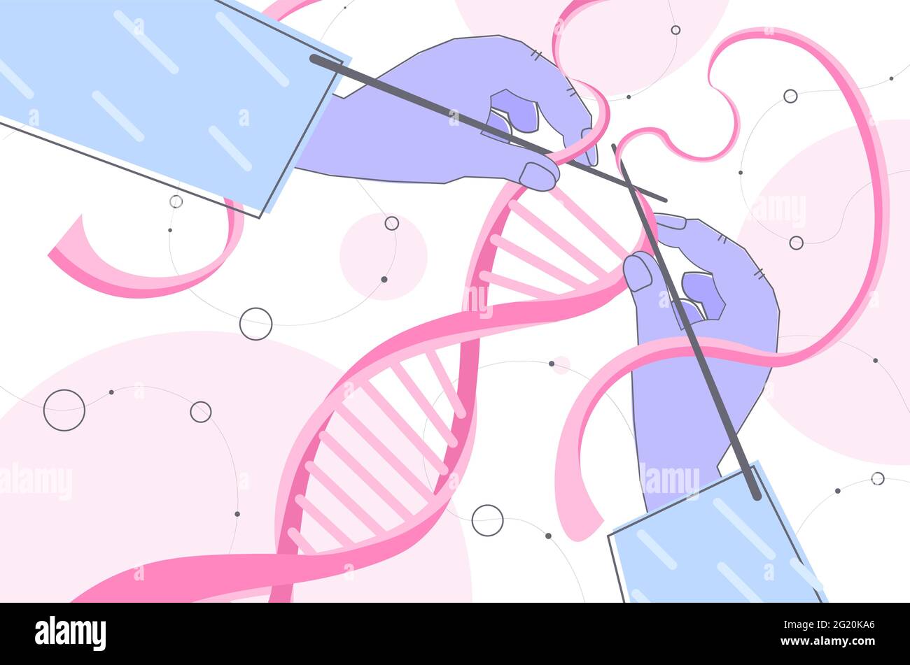 Chercheur tricotage de l'ADN chercheur faire des expériences en laboratoire test de l'ADN concept de génie génétique horizontal Illustration de Vecteur