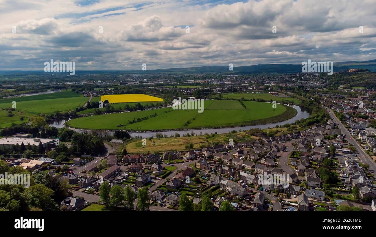Une vue aérienne de la ville de Stirling dans le centre de l'Écosse, Royaume-Uni Banque D'Images