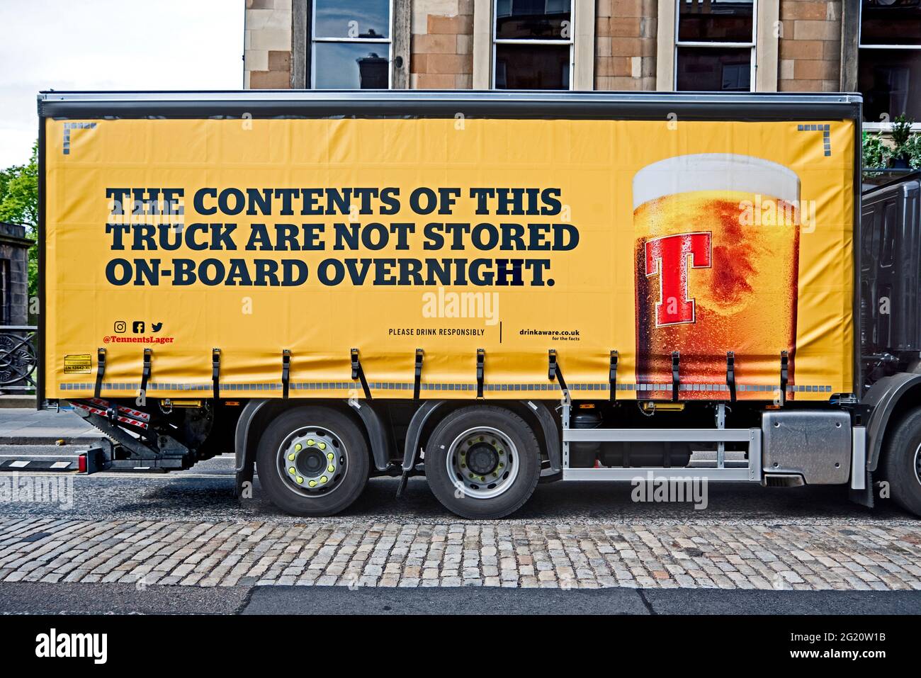 Camion de livraison Tennents Lager, Édimbourg, Écosse, Royaume-Uni. Banque D'Images