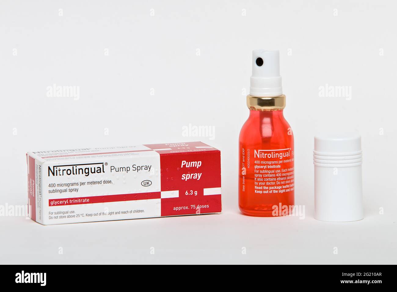 Nitrolingual Pump Spray contient du trinitrate de glycéryle qui provoque la  dilatation des artères et est utilisé dans le traitement de l'angine Photo  Stock - Alamy