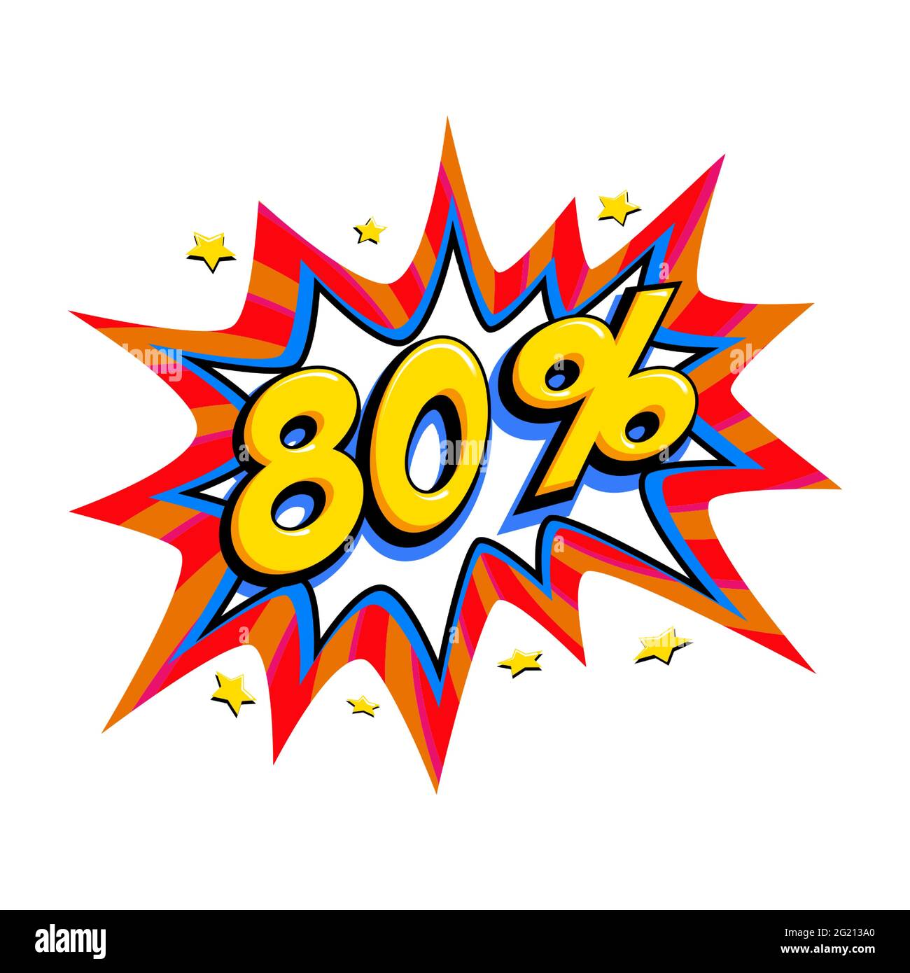 80 de rabais. Bande dessinée rouge solde bulle - Pop art style promotion bannière. Illustration vectorielle. Illustration de Vecteur