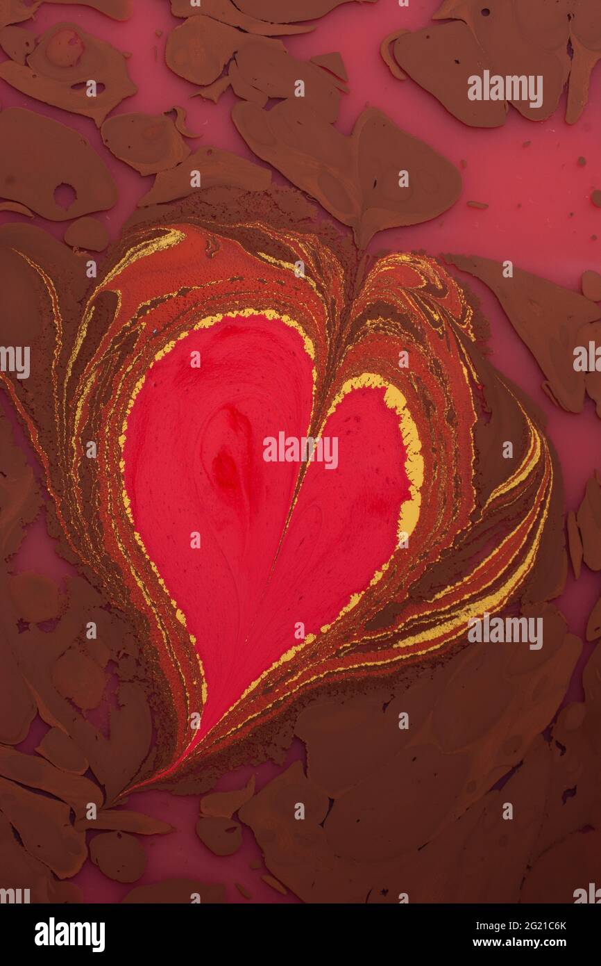 Beau art abstrait de Ebru marbling techniques de peinture sur l'eau avec des peintures Banque D'Images