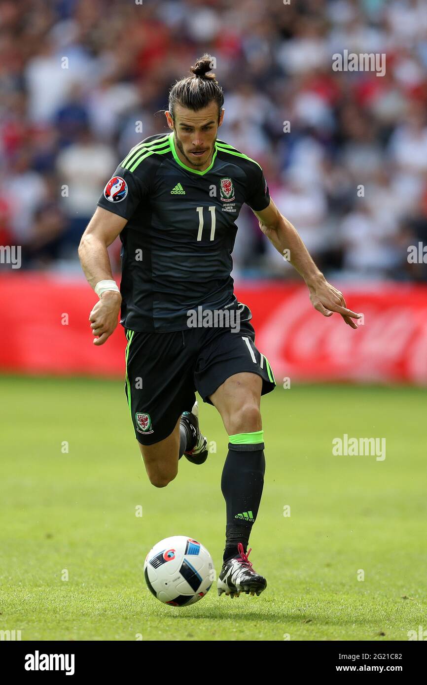Gareth Bale du pays de Galles en action. Angleterre contre pays de Galles, UEFA Euro 2016 au Stade Bolaert-Delelis à Lens, France . Juin 2016 utilisation éditoriale sur Banque D'Images