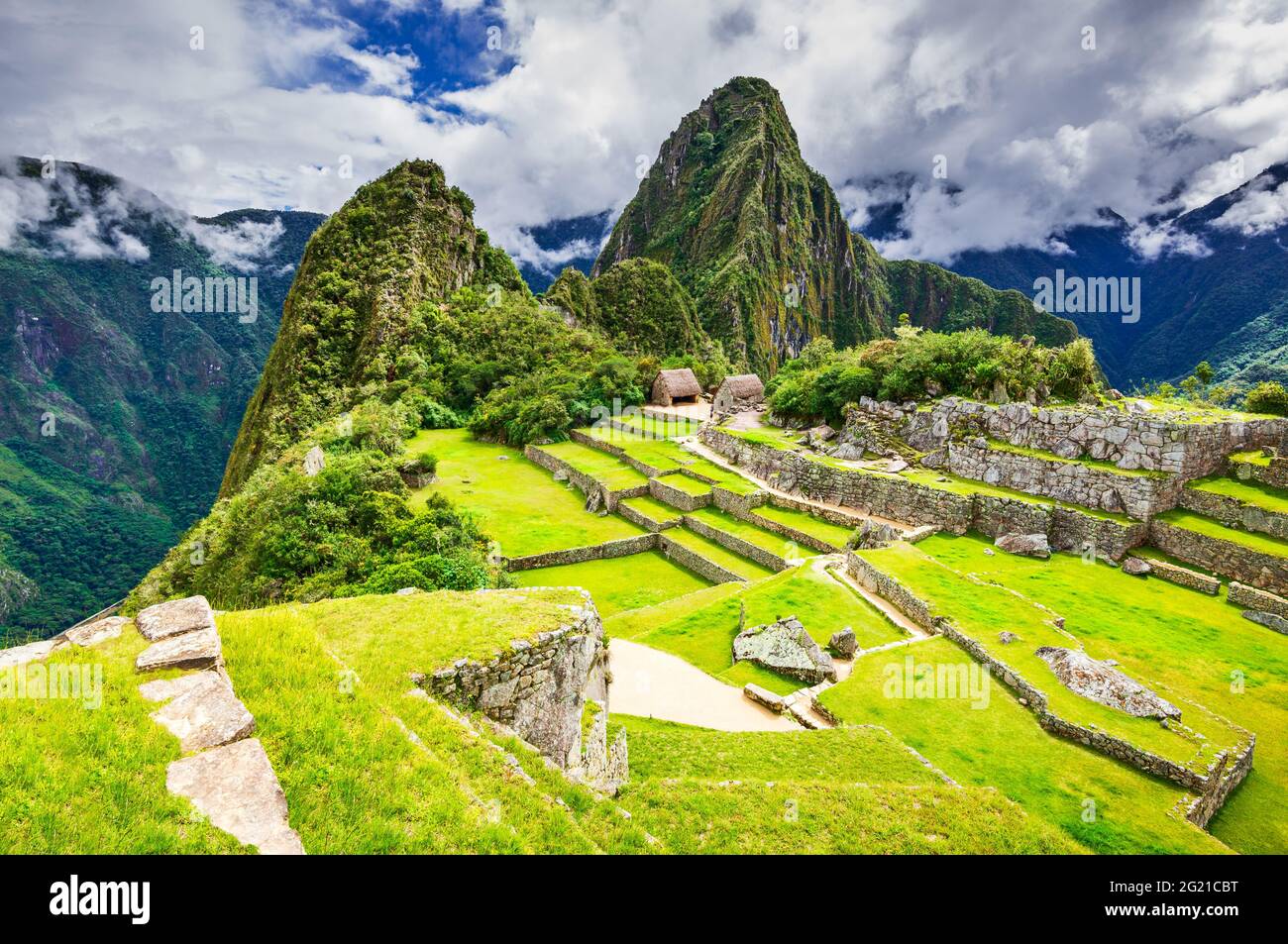 Machu Picchu, Pérou - ruines antiques de l'Empire Inca dans la Vallée Sacrée, Cusco. Endroit incroyable de l'Amérique du Sud. Banque D'Images