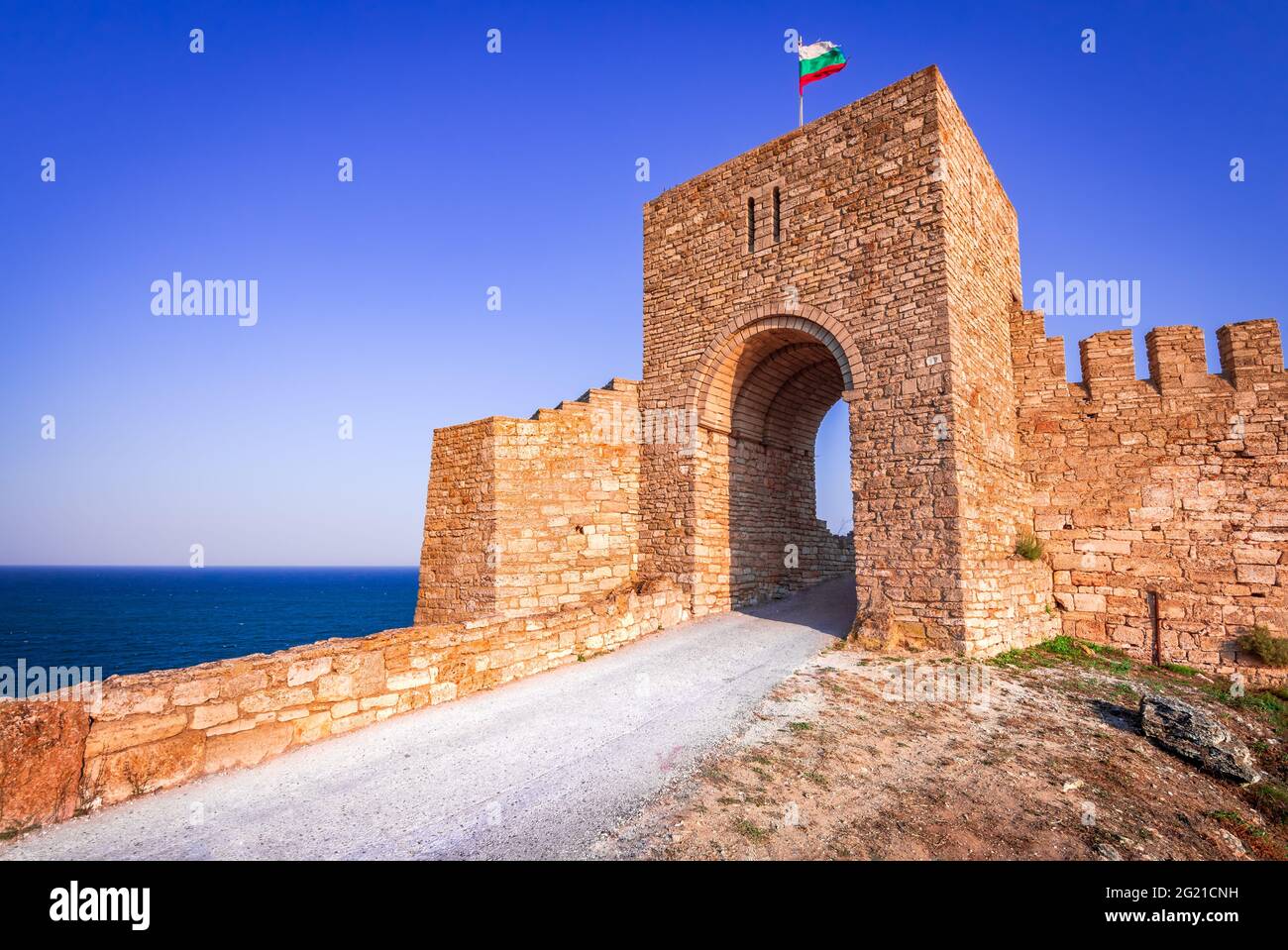 Forteresse de Kaliakra, Bulgarie. Ruines médiévales sur le Cap Kaliakra, Mer Noire, Bulgarie Banque D'Images