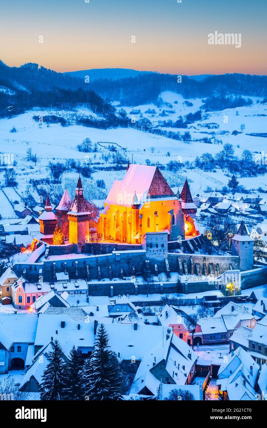 Biertan, Transylvanie. Village saxon avec forteresse médiévale en Roumanie, célèbre place de l'Europe de l'est. Banque D'Images