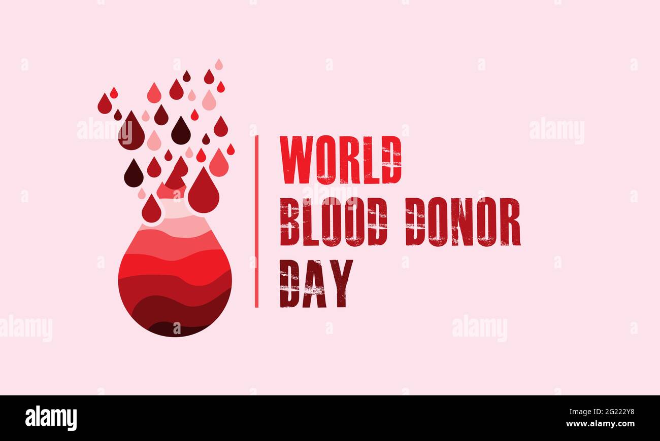 Journée mondiale du don de sang prévention et sensibilisation médicales vecteur fond, bannière, affiche, carte observée chaque année en juin. Illustration de Vecteur