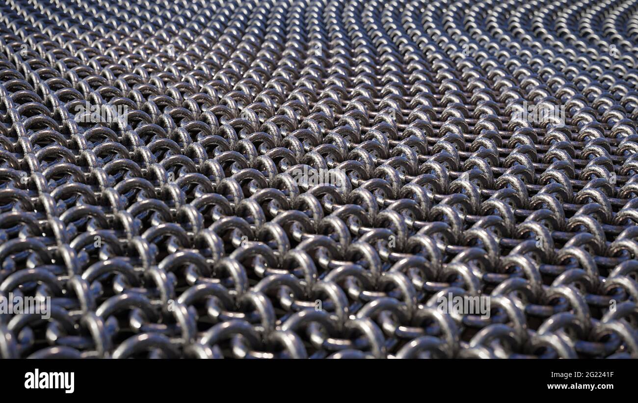 arrière-plan brillant de la chaîne de courrier, anneaux métalliques connectés Banque D'Images