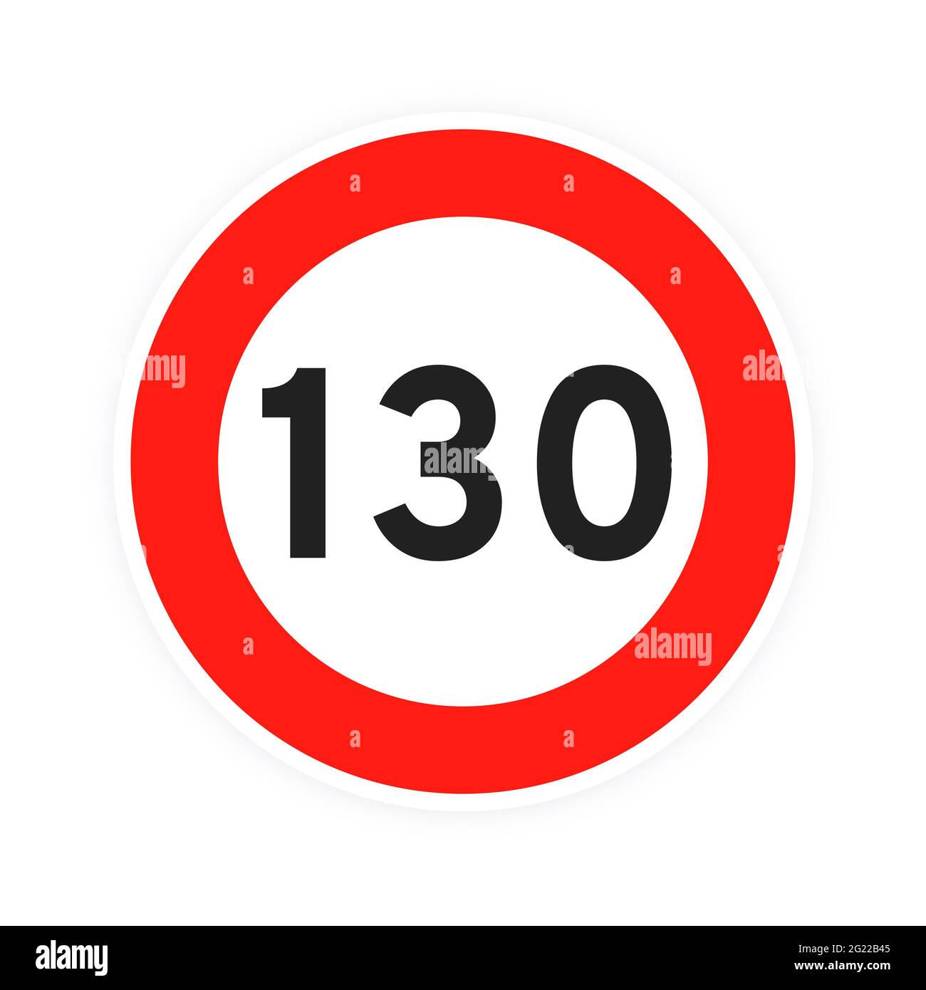 Limite de vitesse 130 route ronde icône signe plate design vectoriel ...