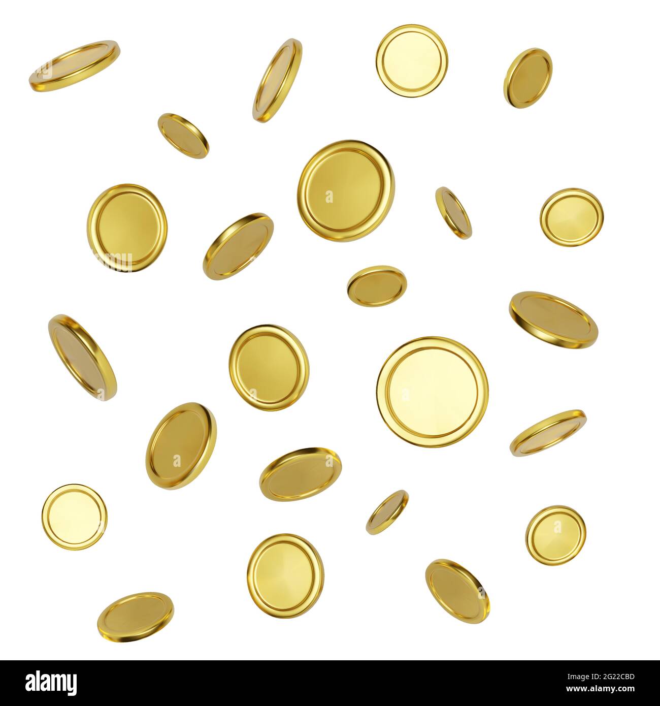 Pièce de monnaie en or réaliste sur fond blanc. Élément de gain de jackpot ou de poker de casino. Concept de Trésor de trésorerie. Chute ou vol d'argent. Vecteur Illustration de Vecteur