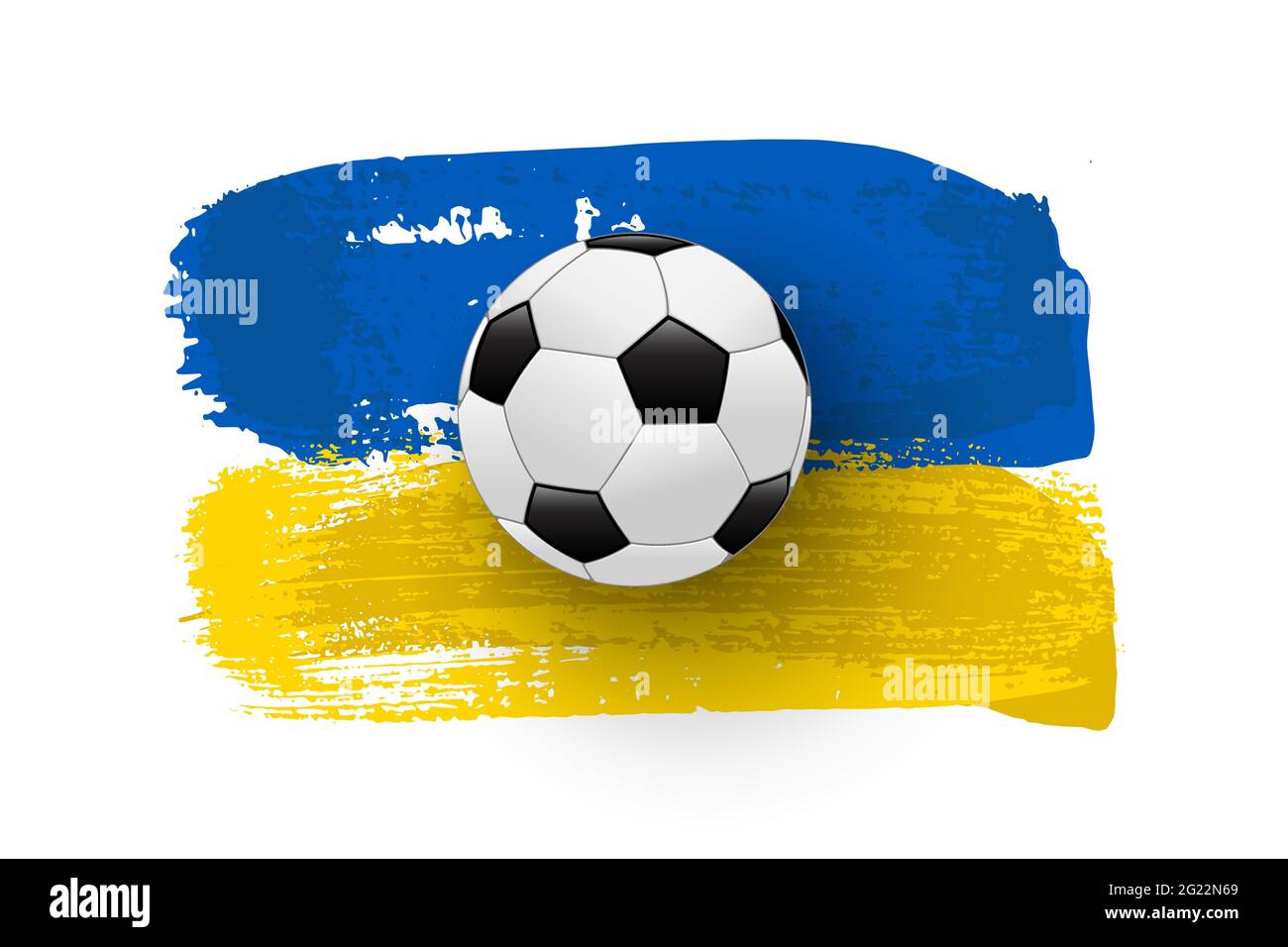 Ballon de football réaliste sur le drapeau de l'Ukraine fait de coups de pinceau. Élément de conception de football vectoriel Illustration de Vecteur