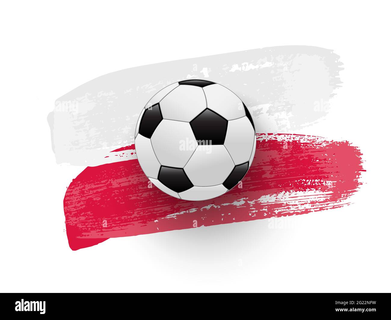 Ballon de football réaliste sur le drapeau de la Pologne fait de coups de pinceau. Élément de conception de football vectoriel Illustration de Vecteur